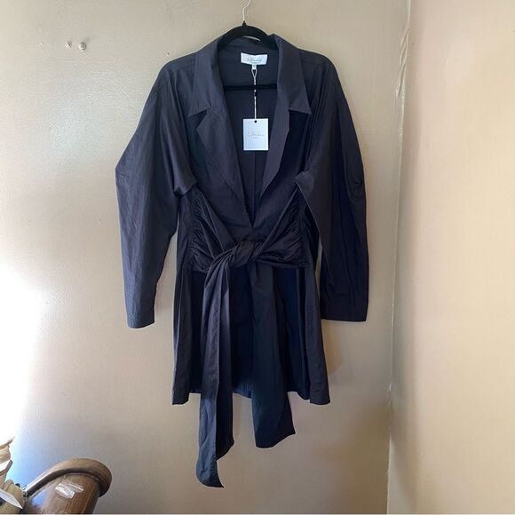 L’Academie Lindsi Lane The Draya Mini Dress Black cotton sash tie shirt Revolve - Picture 7 of 11